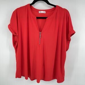 89th + Madison Top Womens 1X Red Workwear Classic Mod Chic Casual Versatile